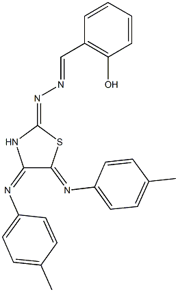 2-hydroxybenzaldehyde {4,5-bis[(4-methylphenyl)imino]-1,3-thiazolidin-2-ylidene}hydrazone Struktur