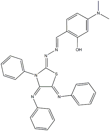 4-(dimethylamino)-2-hydroxybenzaldehyde [3-phenyl-4,5-bis(phenylimino)-1,3-thiazolidin-2-ylidene]hydrazone Struktur