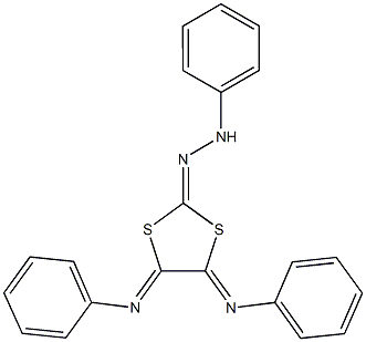 4,5-bis(phenylimino)-1,3-dithiolan-2-one phenylhydrazone Struktur