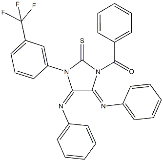 1-benzoyl-4,5-bis(phenylimino)-3-[3-(trifluoromethyl)phenyl]imidazolidine-2-thione Struktur