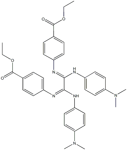 ethyl 4-[(1,2-bis[4-(dimethylamino)anilino]-2-{[4-(ethoxycarbonyl)phenyl]imino}ethylidene)amino]benzoate Struktur