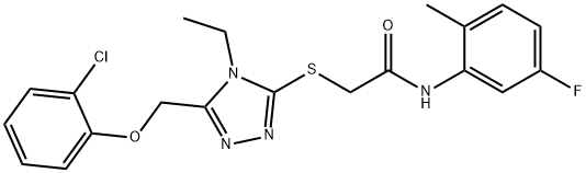 2-({5-[(2-chlorophenoxy)methyl]-4-ethyl-4H-1,2,4-triazol-3-yl}sulfanyl)-N-(5-fluoro-2-methylphenyl)acetamide Struktur