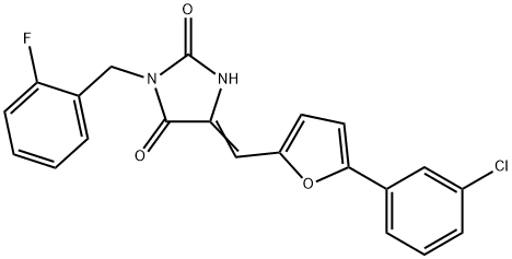 5-{[5-(3-chlorophenyl)-2-furyl]methylene}-3-(2-fluorobenzyl)-2,4-imidazolidinedione Struktur