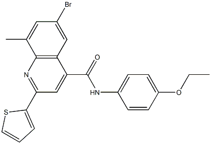 6-bromo-N-(4-ethoxyphenyl)-8-methyl-2-(2-thienyl)-4-quinolinecarboxamide Struktur