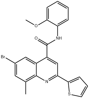 6-bromo-N-(2-methoxyphenyl)-8-methyl-2-(2-thienyl)-4-quinolinecarboxamide Struktur