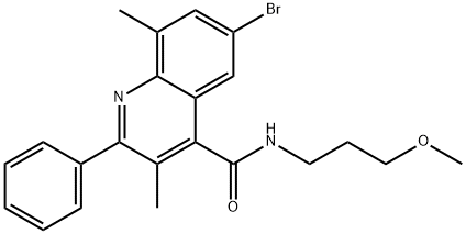 6-bromo-N-(3-methoxypropyl)-3,8-dimethyl-2-phenyl-4-quinolinecarboxamide Struktur