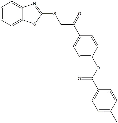 4-[2-(1,3-benzothiazol-2-ylsulfanyl)acetyl]phenyl 4-methylbenzoate Struktur