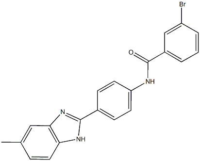 3-bromo-N-[4-(5-methyl-1H-benzimidazol-2-yl)phenyl]benzamide Struktur