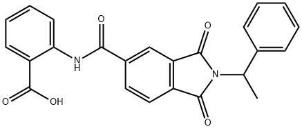 2-({[1,3-dioxo-2-(1-phenylethyl)-2,3-dihydro-1H-isoindol-5-yl]carbonyl}amino)benzoic acid Struktur