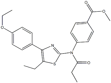 methyl 4-[[4-(4-ethoxyphenyl)-5-ethyl-1,3-thiazol-2-yl](propionyl)amino]benzoate Struktur