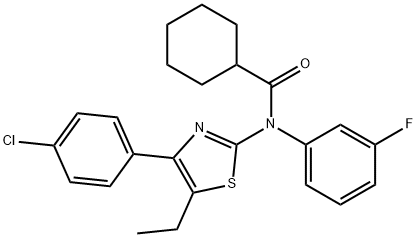 N-[4-(4-chlorophenyl)-5-ethyl-1,3-thiazol-2-yl]-N-(3-fluorophenyl)cyclohexanecarboxamide Struktur