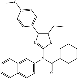 N-[5-ethyl-4-(4-methoxyphenyl)-1,3-thiazol-2-yl]-N-(2-naphthyl)cyclohexanecarboxamide Struktur