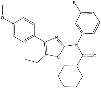 N-[5-ethyl-4-(4-methoxyphenyl)-1,3-thiazol-2-yl]-N-(3-fluorophenyl)cyclohexanecarboxamide Struktur