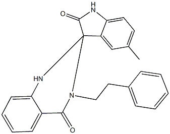 5'-methyl-3-(2-phenylethyl)-1',2,3,3'-tetrahydrospiro[quinazoline-2,3'-(2'H)-indole]-2',4(1H)-dione Struktur