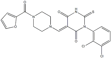 1-(2,3-dichlorophenyl)-5-{[4-(2-furoyl)-1-piperazinyl]methylene}-2-thioxodihydro-4,6(1H,5H)-pyrimidinedione Struktur