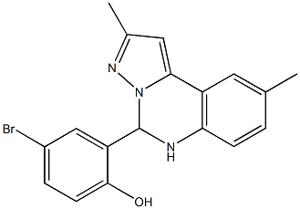 4-bromo-2-(2,9-dimethyl-5,6-dihydropyrazolo[1,5-c]quinazolin-5-yl)phenol Struktur