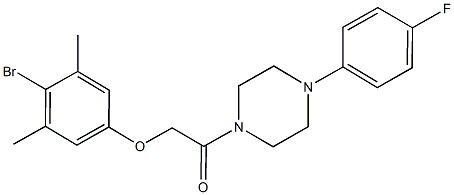 4-bromo-3,5-dimethylphenyl 2-[4-(4-fluorophenyl)-1-piperazinyl]-2-oxoethyl ether Struktur