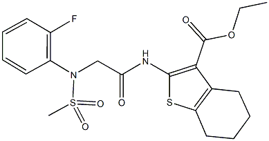 ethyl 2-({[2-fluoro(methylsulfonyl)anilino]acetyl}amino)-4,5,6,7-tetrahydro-1-benzothiophene-3-carboxylate Struktur