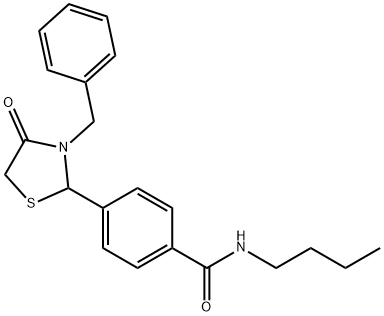 4-(3-benzyl-4-oxo-1,3-thiazolidin-2-yl)-N-butylbenzamide Struktur