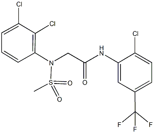 N-[2-chloro-5-(trifluoromethyl)phenyl]-2-[2,3-dichloro(methylsulfonyl)anilino]acetamide Struktur