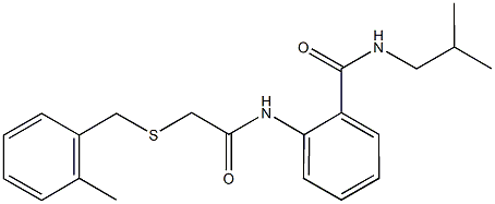 N-isobutyl-2-({[(2-methylbenzyl)sulfanyl]acetyl}amino)benzamide Struktur