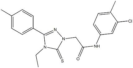 N-(3-chloro-4-methylphenyl)-2-[4-ethyl-3-(4-methylphenyl)-5-thioxo-4,5-dihydro-1H-1,2,4-triazol-1-yl]acetamide Struktur