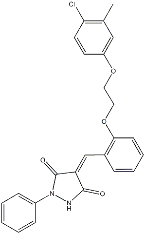 4-{2-[2-(4-chloro-3-methylphenoxy)ethoxy]benzylidene}-1-phenylpyrazolidine-3,5-dione Struktur