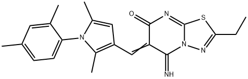 6-{[1-(2,4-dimethylphenyl)-2,5-dimethyl-1H-pyrrol-3-yl]methylene}-2-ethyl-5-imino-5,6-dihydro-7H-[1,3,4]thiadiazolo[3,2-a]pyrimidin-7-one Struktur