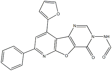 9-(2-furyl)-4-oxo-7-phenylpyrido[3',2':4,5]furo[3,2-d]pyrimidin-3(4H)-ylformamide Struktur