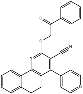 2-(2-oxo-2-phenylethoxy)-4-(4-pyridinyl)-5,6-dihydrobenzo[h]quinoline-3-carbonitrile Struktur