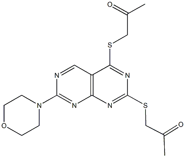 1-({7-(4-morpholinyl)-2-[(2-oxopropyl)sulfanyl]pyrimido[4,5-d]pyrimidin-4-yl}sulfanyl)acetone Struktur