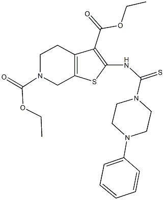 diethyl 2-{[(4-phenyl-1-piperazinyl)carbothioyl]amino}-4,7-dihydrothieno[2,3-c]pyridine-3,6(5H)-dicarboxylate Struktur