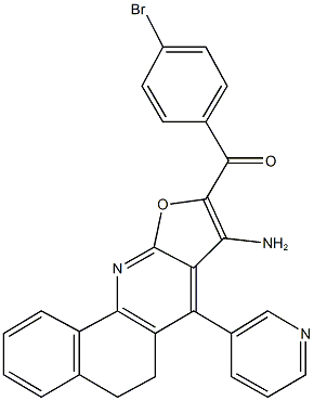 [8-amino-7-(3-pyridinyl)-5,6-dihydrobenzo[h]furo[2,3-b]quinolin-9-yl](4-bromophenyl)methanone Struktur