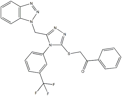 2-({5-(1H-1,2,3-benzotriazol-1-ylmethyl)-4-[3-(trifluoromethyl)phenyl]-4H-1,2,4-triazol-3-yl}sulfanyl)-1-phenylethanone Struktur