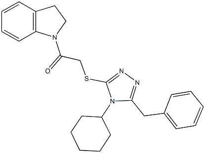 1-{[(5-benzyl-4-cyclohexyl-4H-1,2,4-triazol-3-yl)sulfanyl]acetyl}indoline Struktur