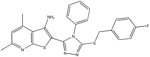 2-{5-[(4-fluorobenzyl)sulfanyl]-4-phenyl-4H-1,2,4-triazol-3-yl}-4,6-dimethylthieno[2,3-b]pyridin-3-ylamine Struktur