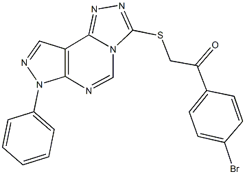 1-(4-bromophenyl)-2-[(7-phenyl-7H-pyrazolo[4,3-e][1,2,4]triazolo[4,3-c]pyrimidin-3-yl)sulfanyl]ethanone Struktur