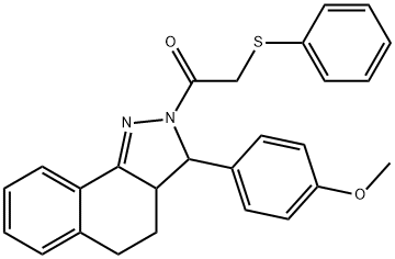 methyl 4-{2-[(phenylsulfanyl)acetyl]-3,3a,4,5-tetrahydro-2H-benzo[g]indazol-3-yl}phenyl ether Struktur