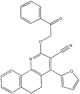 4-(2-furyl)-2-(2-oxo-2-phenylethoxy)-5,6-dihydrobenzo[h]quinoline-3-carbonitrile Struktur