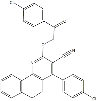 4-(4-chlorophenyl)-2-[2-(4-chlorophenyl)-2-oxoethoxy]-5,6-dihydrobenzo[h]quinoline-3-carbonitrile Struktur