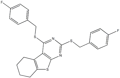 2,4-bis[(4-fluorobenzyl)sulfanyl]-5,6,7,8-tetrahydro[1]benzothieno[2,3-d]pyrimidine Struktur