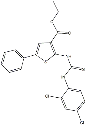 ethyl 2-{[(2,4-dichloroanilino)carbothioyl]amino}-5-phenyl-3-thiophenecarboxylate Struktur