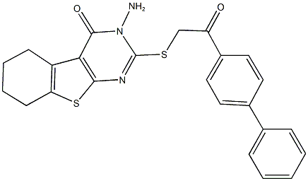 3-amino-2-[(2-[1,1'-biphenyl]-4-yl-2-oxoethyl)sulfanyl]-5,6,7,8-tetrahydro[1]benzothieno[2,3-d]pyrimidin-4(3H)-one Struktur