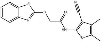 2-(1,3-benzothiazol-2-ylsulfanyl)-N-(3-cyano-4,5-dimethyl-2-thienyl)acetamide Struktur