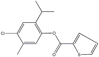 4-chloro-2-isopropyl-5-methylphenyl thiophene-2-carboxylate Struktur