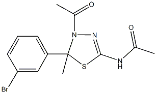 N-[4-acetyl-5-(3-bromophenyl)-5-methyl-4,5-dihydro-1,3,4-thiadiazol-2-yl]acetamide Struktur