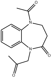 5-acetyl-1-(2-oxopropyl)-1,3,4,5-tetrahydro-2H-1,5-benzodiazepin-2-one Struktur