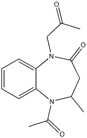 5-acetyl-4-methyl-1-(2-oxopropyl)-1,3,4,5-tetrahydro-2H-1,5-benzodiazepin-2-one Struktur