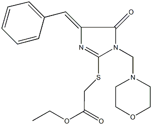 ethyl {[4-benzylidene-1-(4-morpholinylmethyl)-5-oxo-4,5-dihydro-1H-imidazol-2-yl]sulfanyl}acetate Struktur