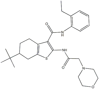 6-tert-butyl-N-(2-ethylphenyl)-2-[(morpholin-4-ylacetyl)amino]-4,5,6,7-tetrahydro-1-benzothiophene-3-carboxamide Struktur